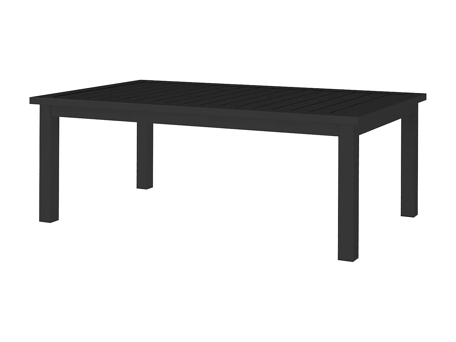 Table basse rectangulaire de jardin plateau à lattes dim. 100L x 60l x 37H cm pieds antidérapants alu noir