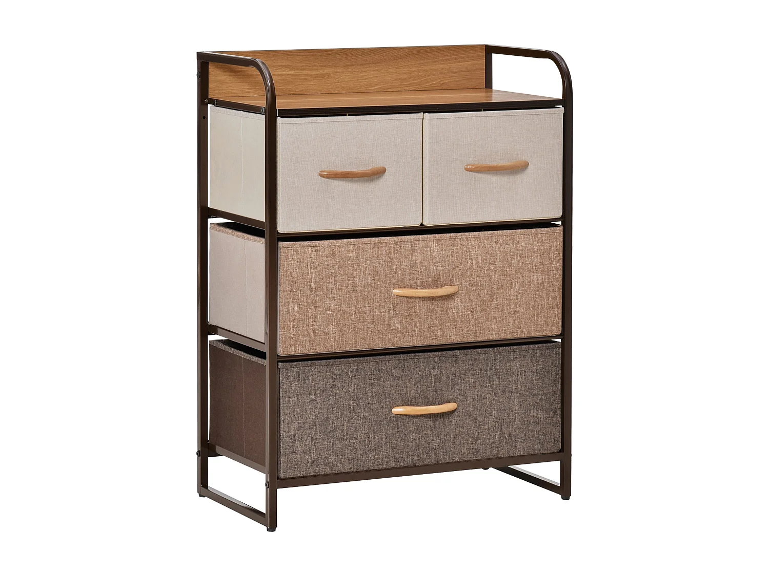 Meuble de rangement chiffonnier 4 tiroirs en tissu 58 x 29 x 78,5 cm marron beige brun