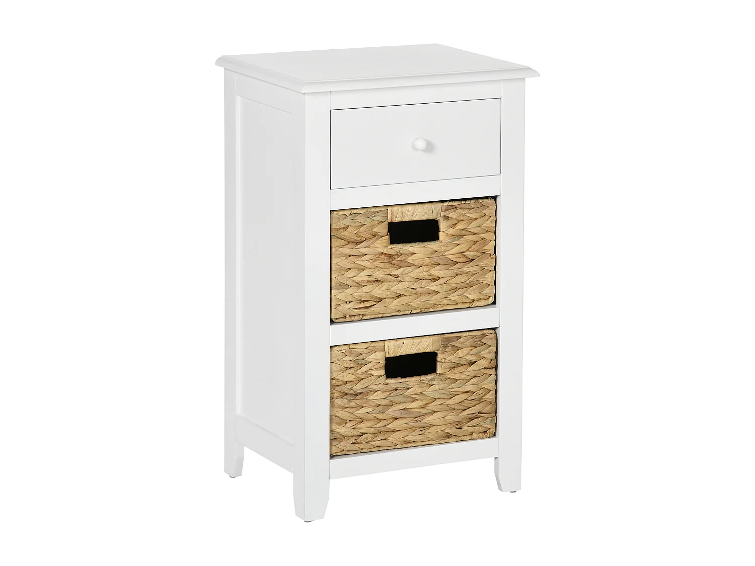 Chifonnier 3 tiroirs style cosy chic jacynthe d'eau MDF blanc