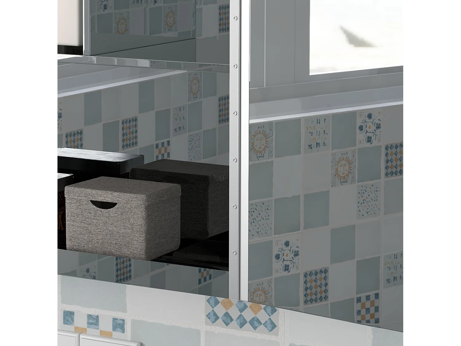 Armoire miroir salle de bain - meuble mural 2 étagères - dim. 70L x 13l x 60H cm - acier inox. verre