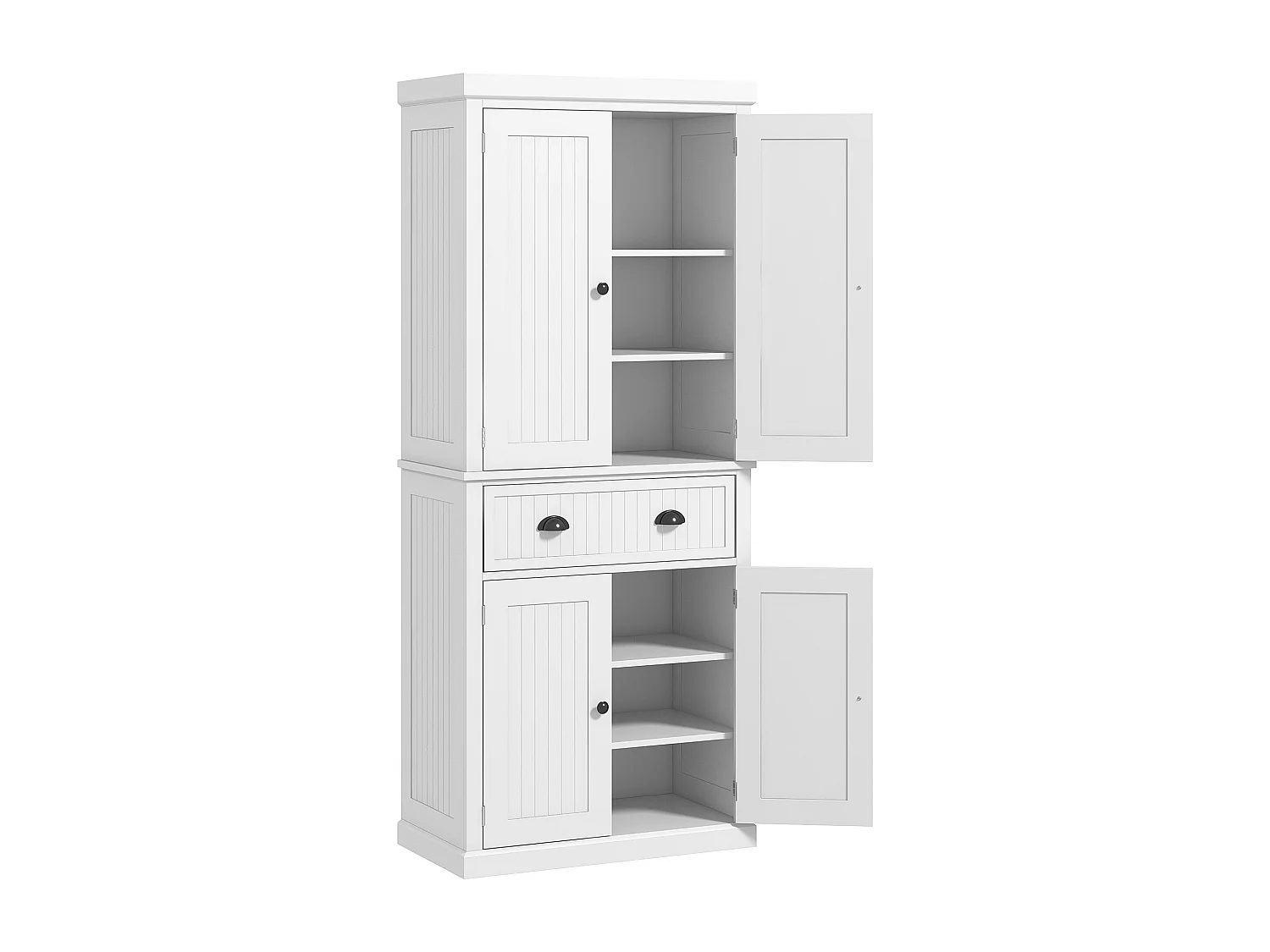 Buffet haut multi-rangement - 4 portes, grand tiroir - dim. 76L x 40l x 183H cm - panneaux MDF blanc