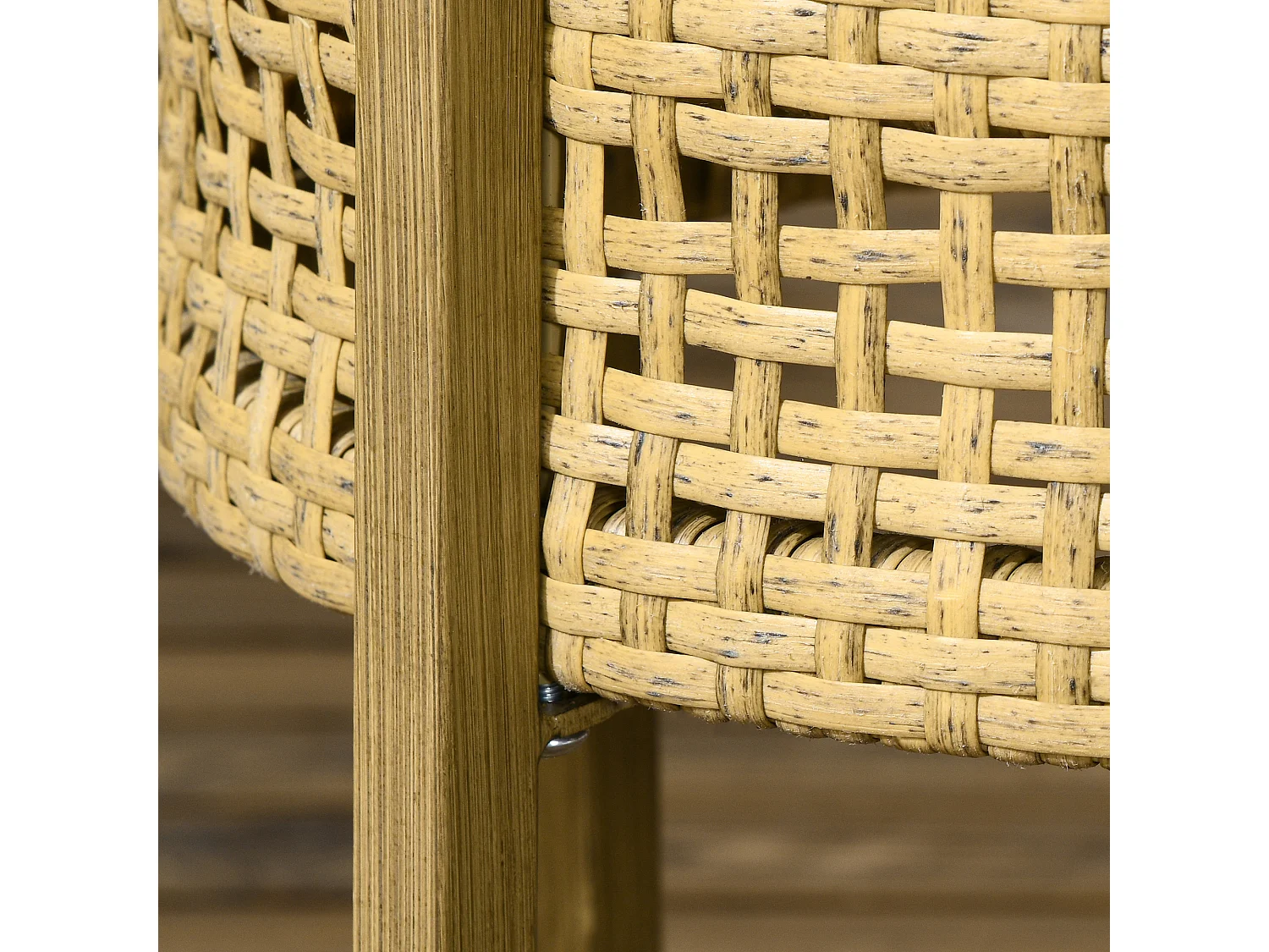 Lot de 2 tables gigognes de jardin style bohème chic PE aspect rotin métal effet bois