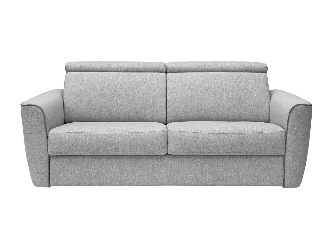 Schlafsofa mit Matratze 3-Sitzer - Liegefläche 140 cm - Matratze 20 cm - Stoff - Hellgrau - FLUTARI