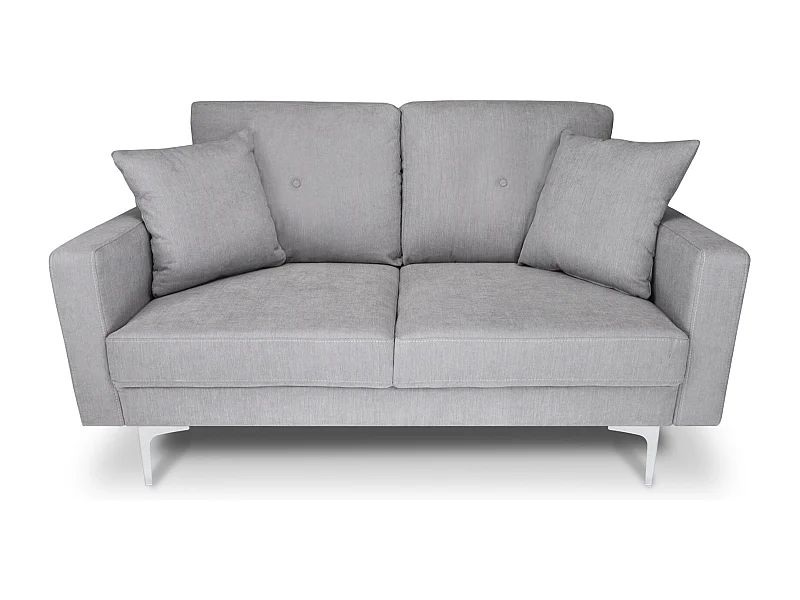 Divano 2 posti in tessuto vellutato grigio piedi in metallo mod. Chloe