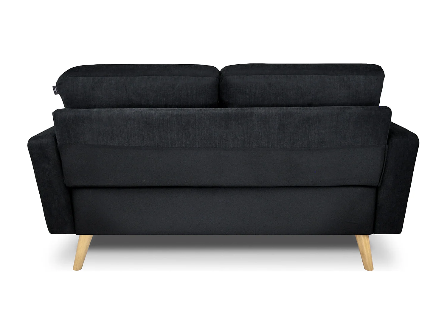 Divano 2 posti in tessuto vellutato nero piedi in legno mod. Chloe