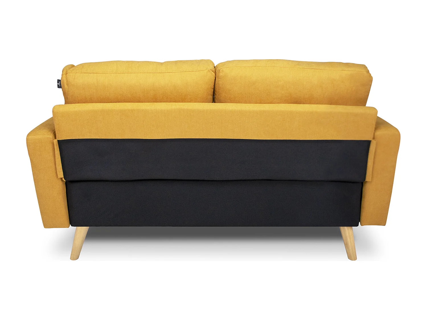 Divano 2 posti in tessuto vellutato giallo piedi in legno mod. Chloe