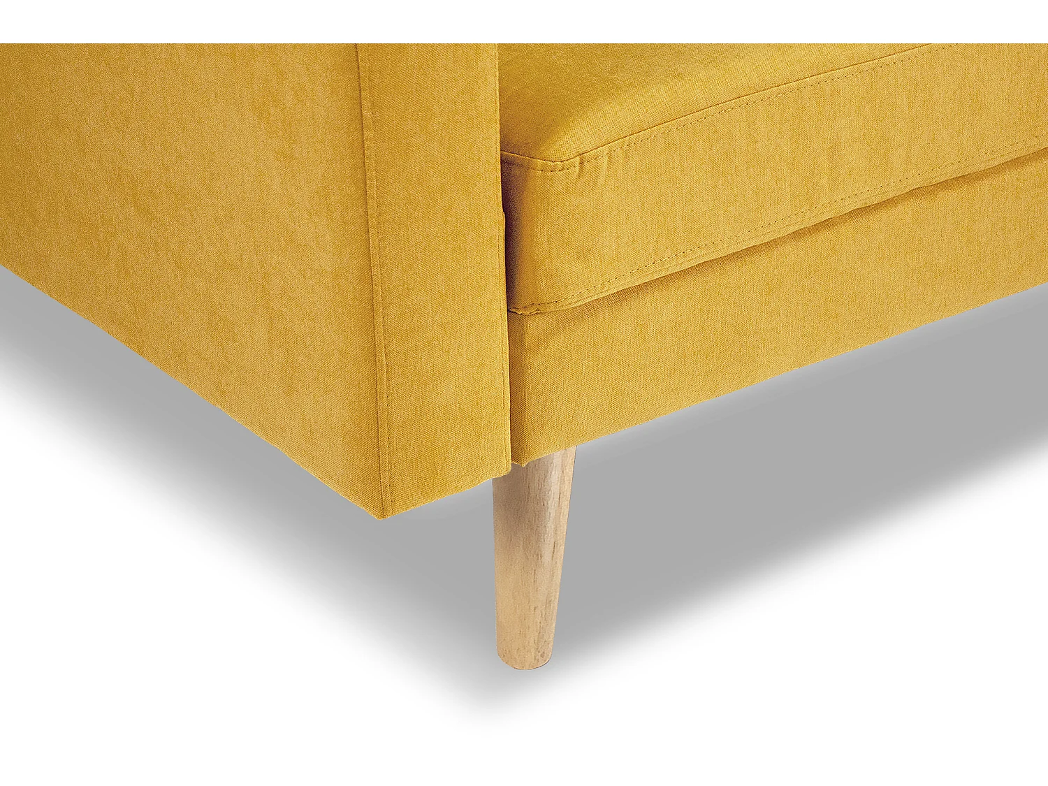 Divano 2 posti in tessuto vellutato giallo piedi in legno mod. Chloe