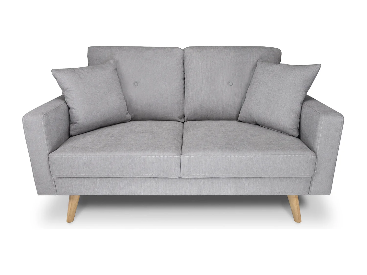 Divano 2 posti in tessuto vellutato grigio piedi in legno mod. Chloe