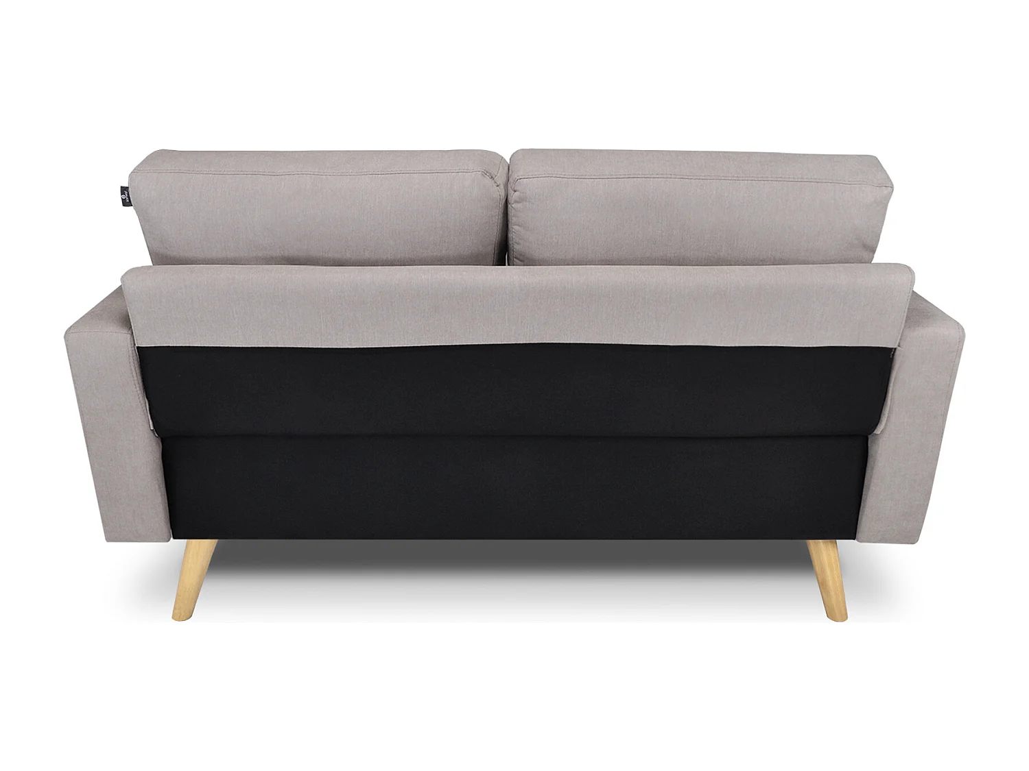 Divano 2 posti in tessuto vellutato tortora piedi in legno mod. Chloe