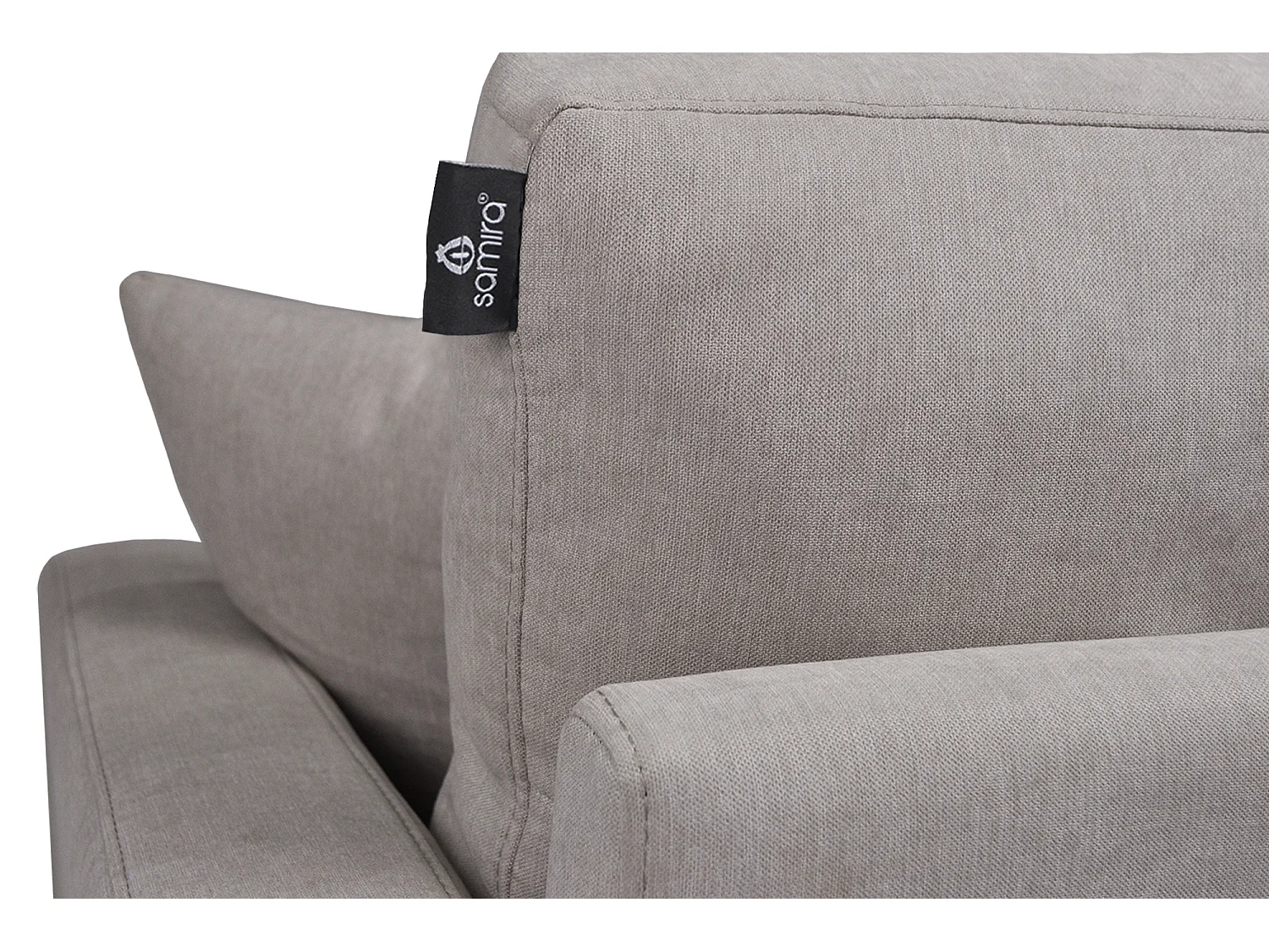 Divano 2 posti in tessuto vellutato tortora piedi in legno mod. Chloe