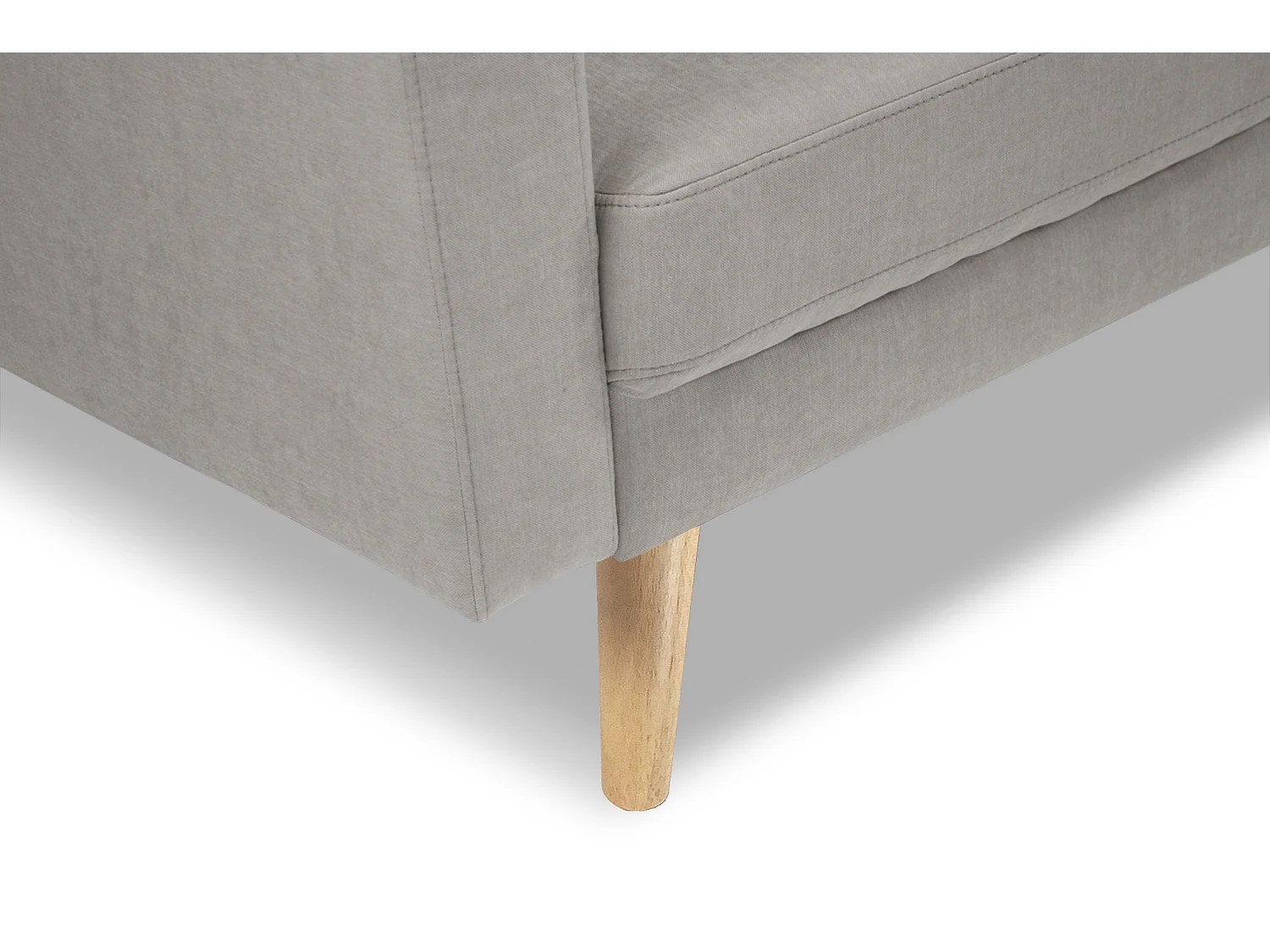 Divano 2 posti in tessuto vellutato tortora piedi in legno mod. Chloe