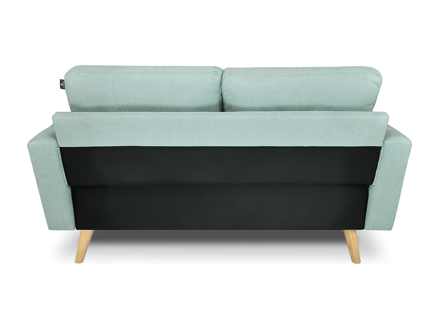 Divano 2 posti in tessuto vellutato verde tiffany piedi in legno mod. Chloe