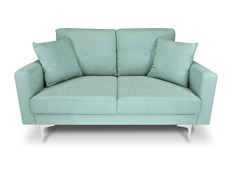 Divano 2 posti in tessuto vellutato verde tiffany piedi in metallo mod. Chloe