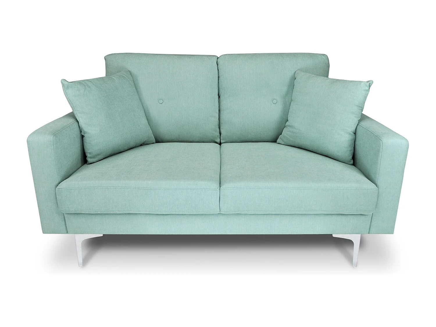 Divano 2 posti in tessuto vellutato verde tiffany piedi in metallo mod. Chloe