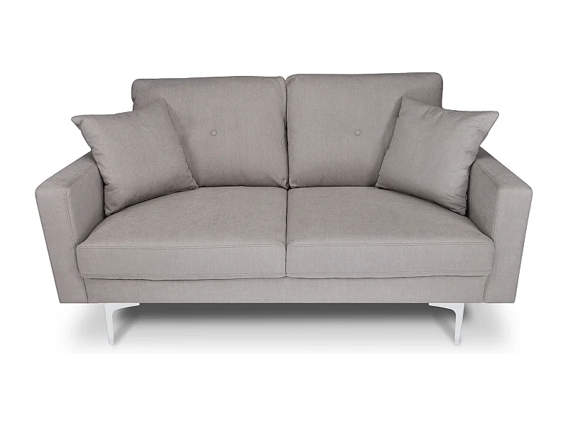 Divano 2 posti in tessuto vellutato tortora piedi in metallo mod. Chloe