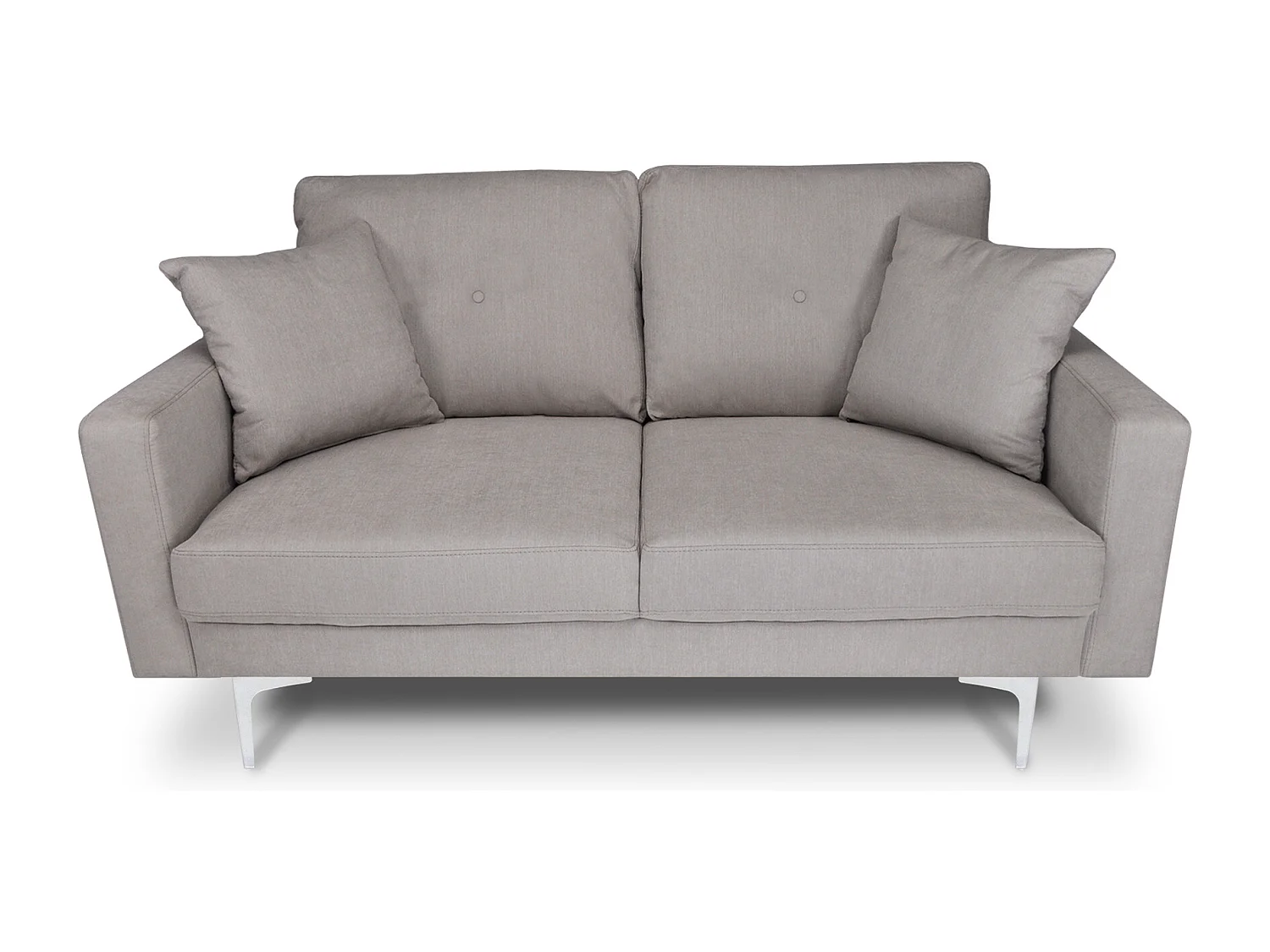 Divano 2 posti in tessuto vellutato tortora piedi in metallo mod. Chloe