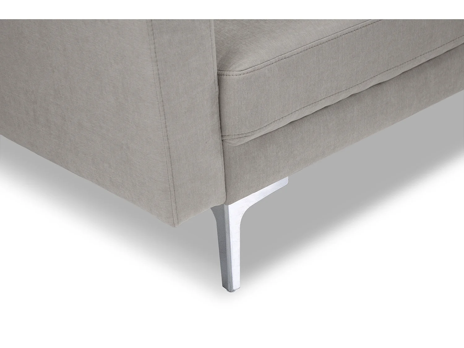 Divano 2 posti in tessuto vellutato tortora piedi in metallo mod. Chloe