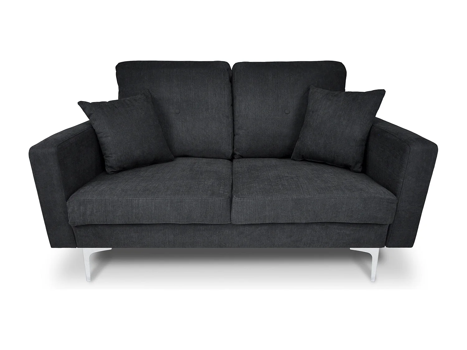 Divano 2 posti in tessuto vellutato nero piedi in metallo mod. Chloe