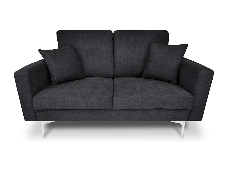 Divano 2 posti in tessuto vellutato nero piedi in metallo mod. Chloe