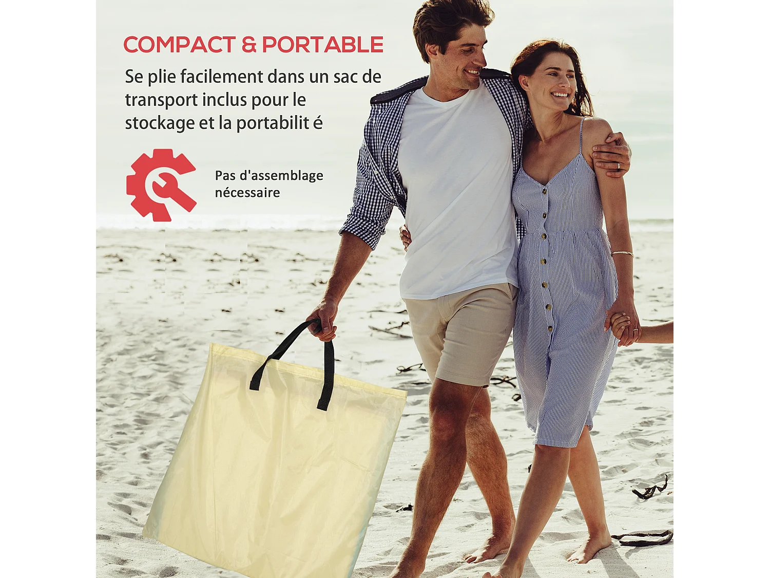 Lot de 2 tapis de plage rembourrés - dossier inclinable 5 positions - sac transport inclus - acier polyester beige