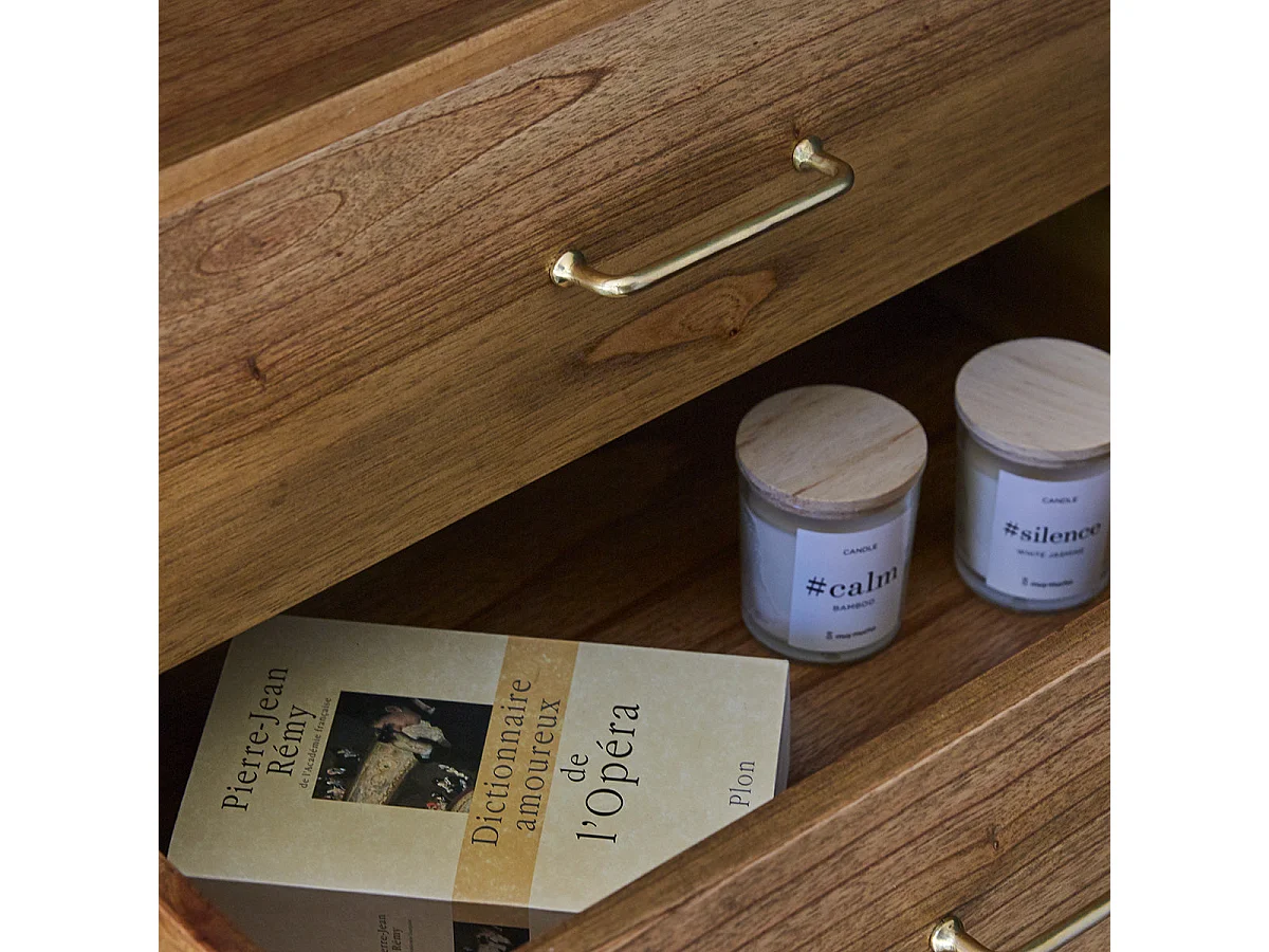 Aparador de madera de mindi maciza de 105 cm