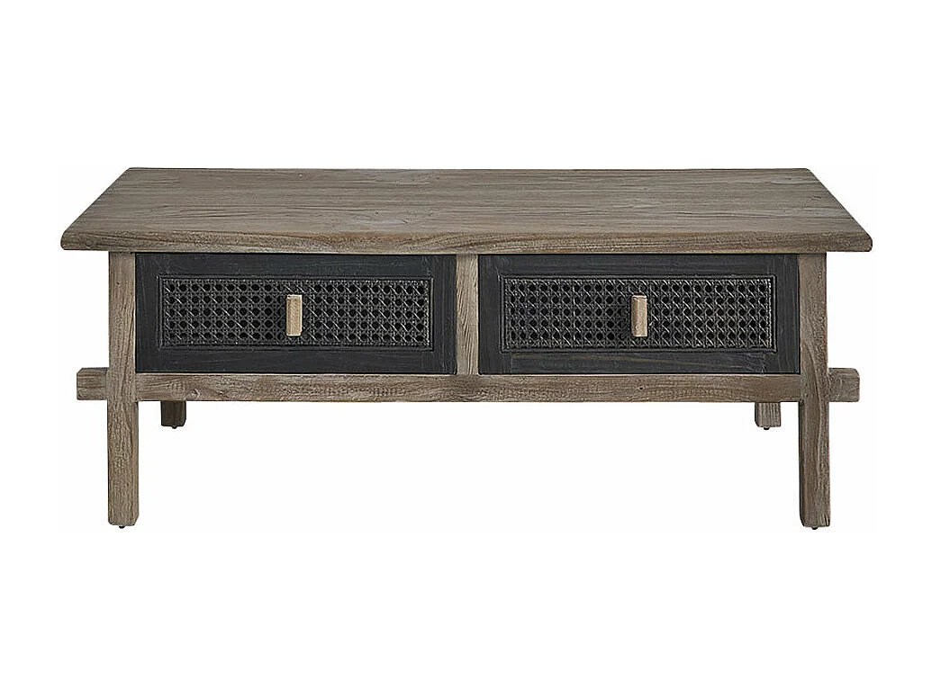 Tavolo basso rettangolare in pino massello riciclato