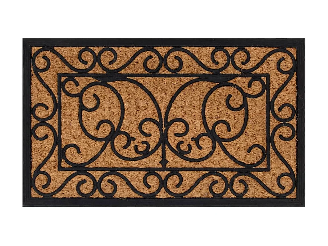 Paillasson rectangulaire 45x75 cm caoutchouc et fibre de coco QBH47499