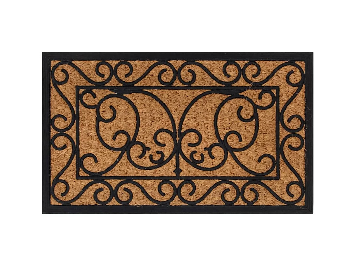 Paillasson rectangulaire 45x75 cm caoutchouc et fibre de coco QBH47499