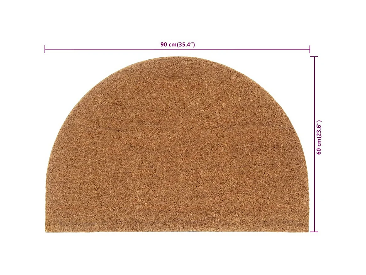 Paillasson de porte naturel demi-rond 60x90cm fibre de coco touffeté QBH35983
