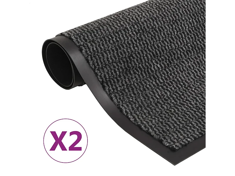 Alfombras de entrada rectangulares de nudo 2 uds gris 80x120 cm ES577468