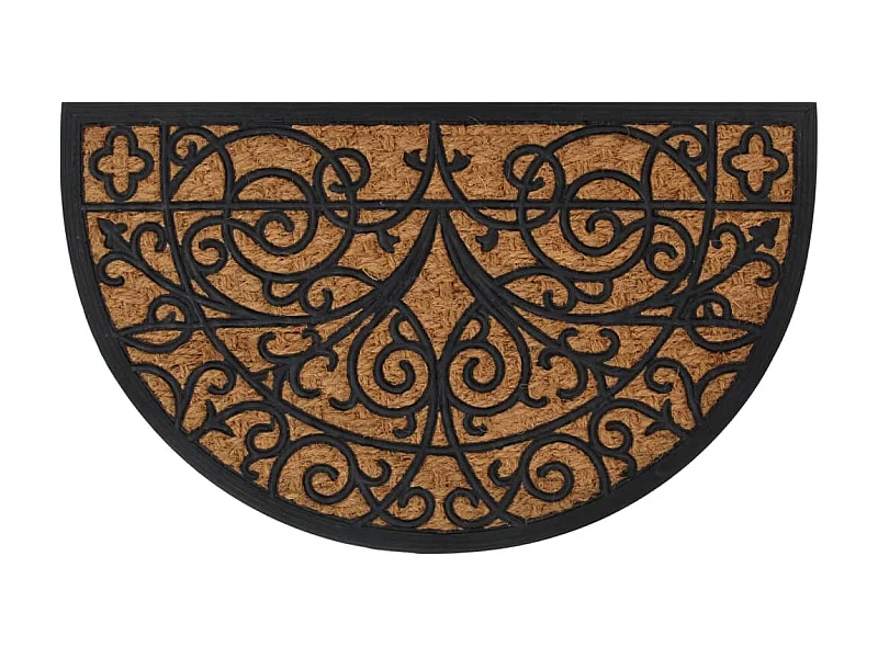 Tapete de porta semicircular 45x75 cm borracha e fibra de coco PT695279