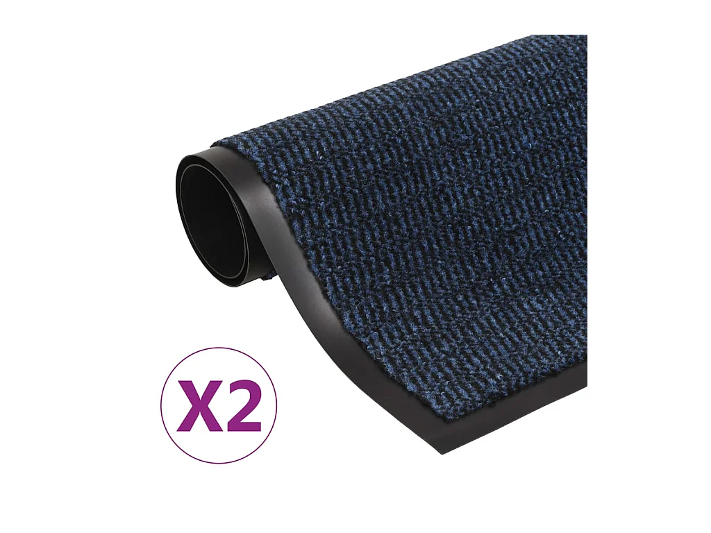 Paillassons rectangulaires 2 pcs 80 x 120 cm Bleu QBH85686