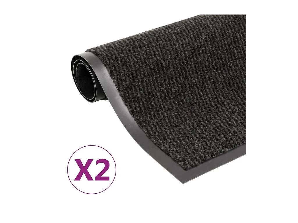 Paillassons rectangulaires 2 pcs 60 x 90 cm Noir QBH72417