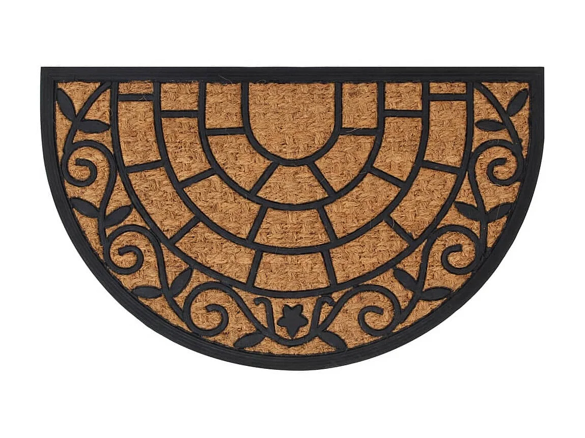 Tapete de porta semicircular 45x75 cm borracha e fibra de coco PT820577