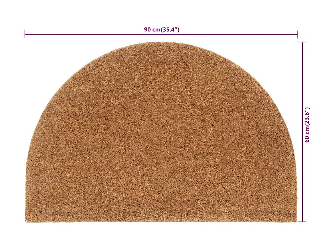 Paillasson de porte naturel demi-rond 60x90cm fibre de coco touffeté QBH64844