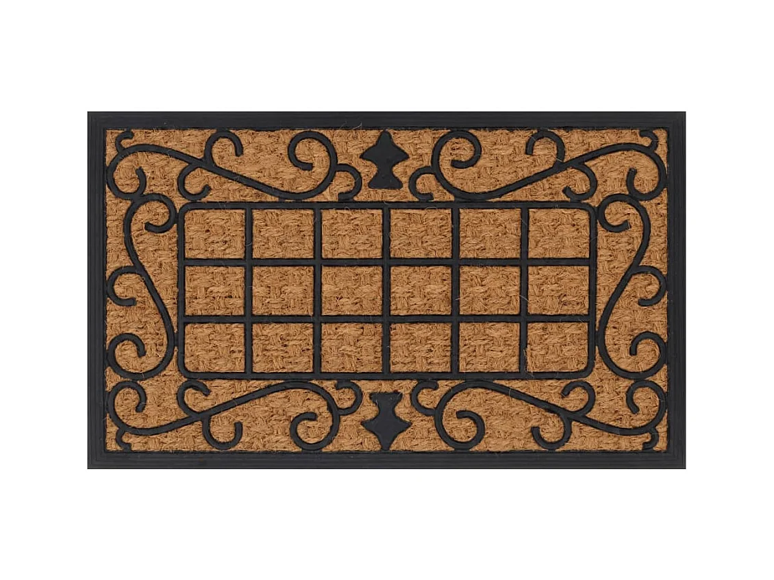 Paillasson rectangulaire 45x75 cm caoutchouc et fibre de coco QBH91439
