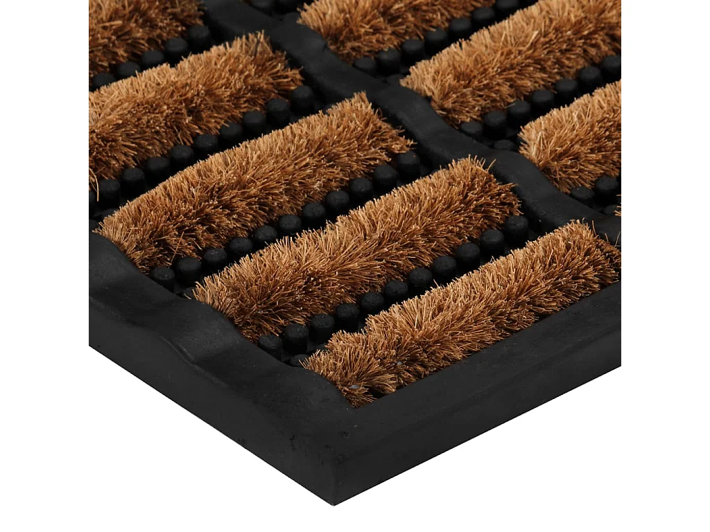 Paillasson rectangulaire 45x75 cm caoutchouc et fibre de coco QBH82865