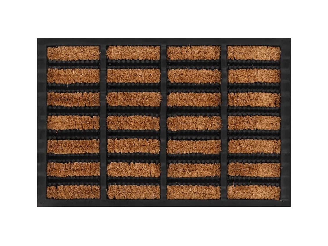 Paillasson rectangulaire 40x60 cm caoutchouc et fibre de coco QBH45288