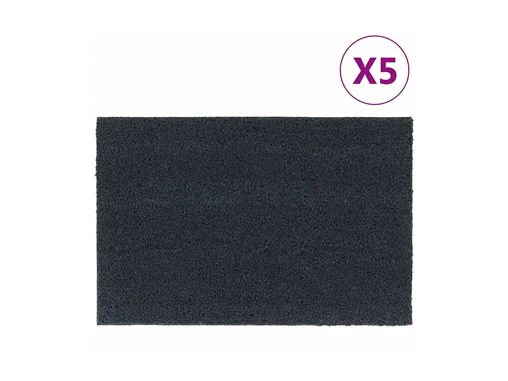 Paillasson de porte 5 pcs gris foncé 40x60 cm fibre de coco touffeté QBH70900