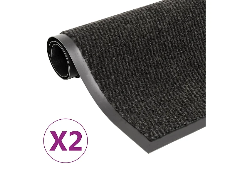 Droogloopmatten 2 st rechthoekig getuft 120x180 cm zwart NL235798