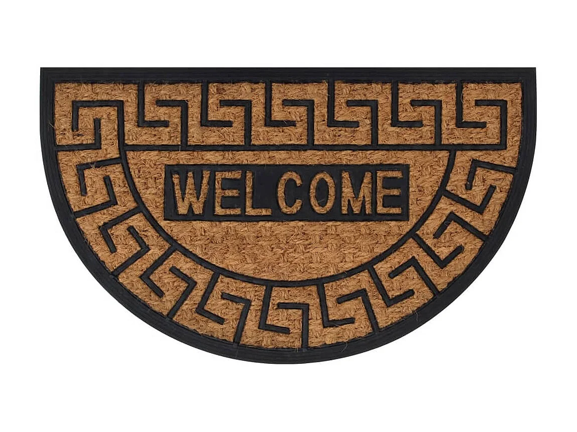 Tapete de porta semicircular 45x75 cm borracha e fibra de coco PT354459