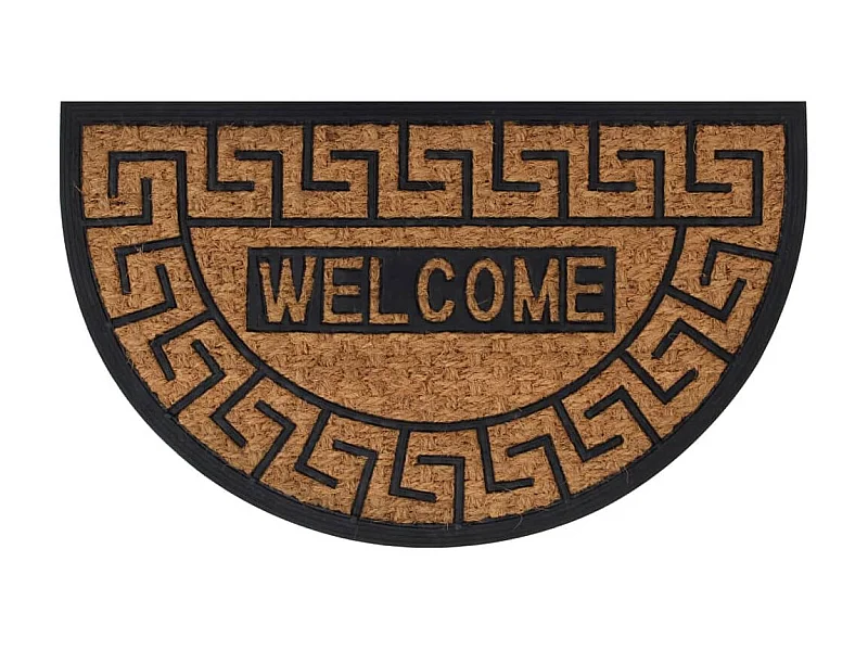 Paillasson de porte demi-rond 45x75 cm caoutchouc et fibre de coco QBH12091