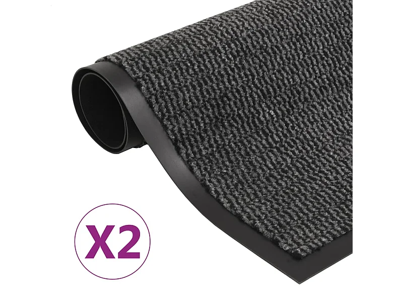 Alfombras de entrada rectangulares de nudo 2 uds gris 40x60 cm ES744038