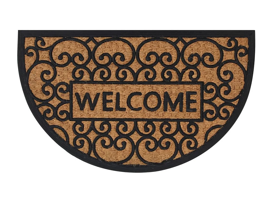 Felpudo semicircular de goma y fibra de coco 45x75 cm ES731343