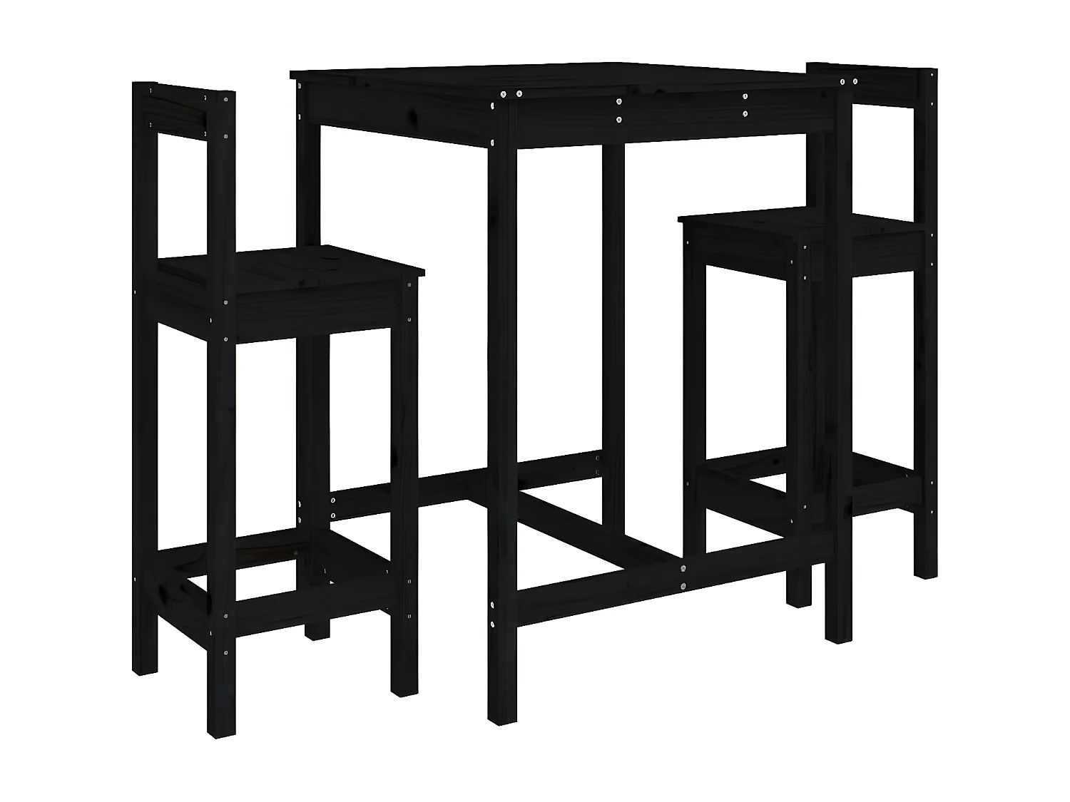 Set de mesa y taburetes altos jardín 3 pzas madera pino negro ES764394
