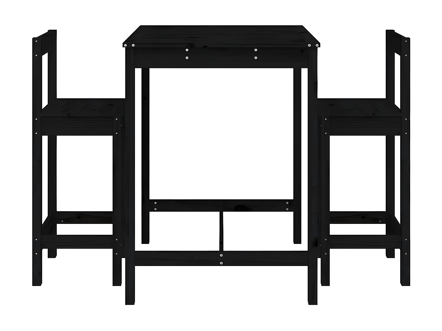 Ensemble de bar de jardin 3 pcs noir bois de pin massif GFDF16091