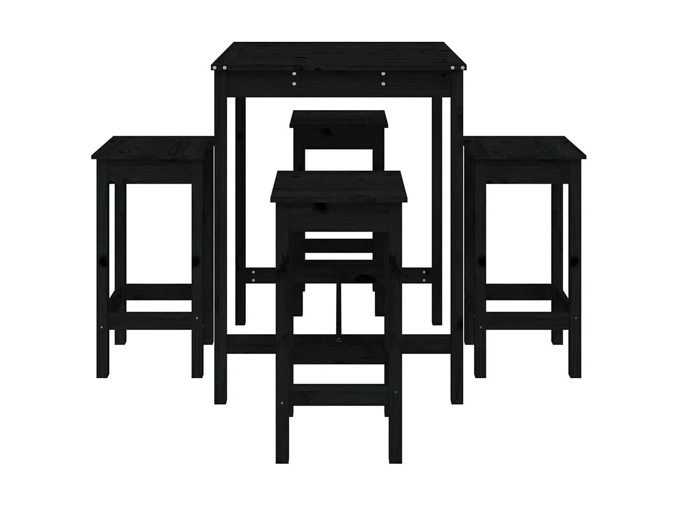 Ensemble de bar de jardin 5 pcs noir bois de pin massif GFDF85292