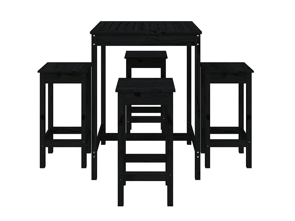 Ensemble de bar de jardin 5 pcs noir bois de pin massif GFDF85292