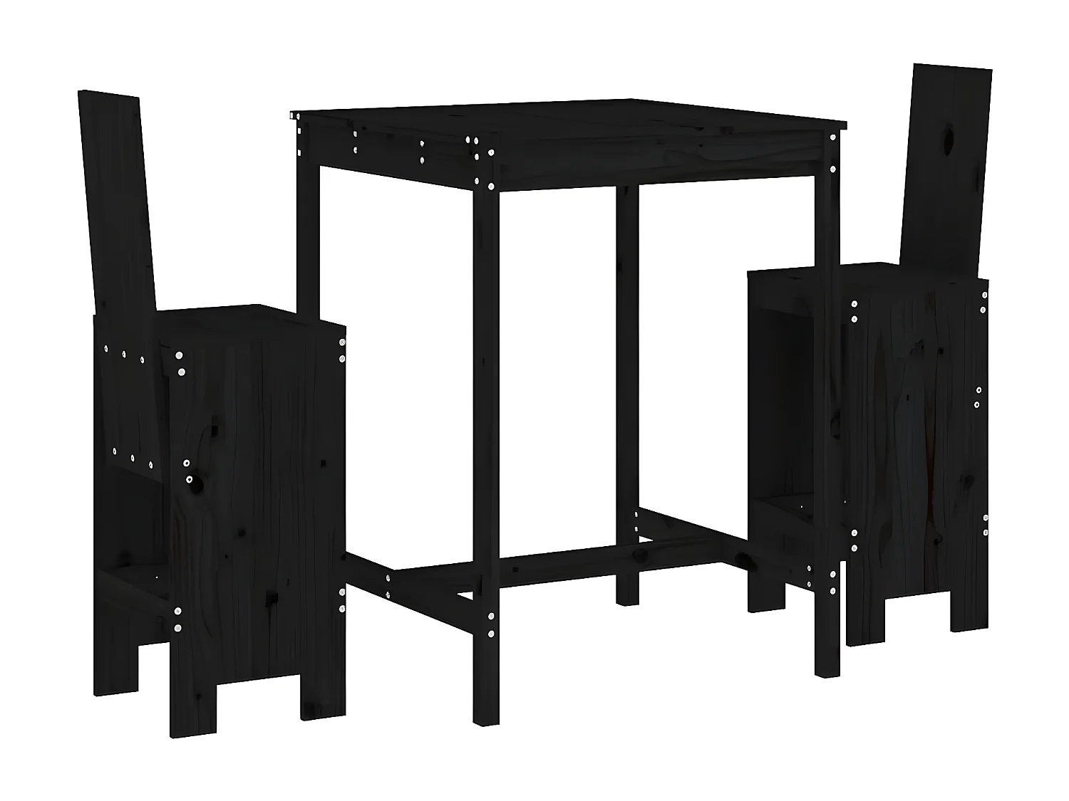 Ensemble de bar de jardin 3 pcs noir bois de pin massif GFDF74610