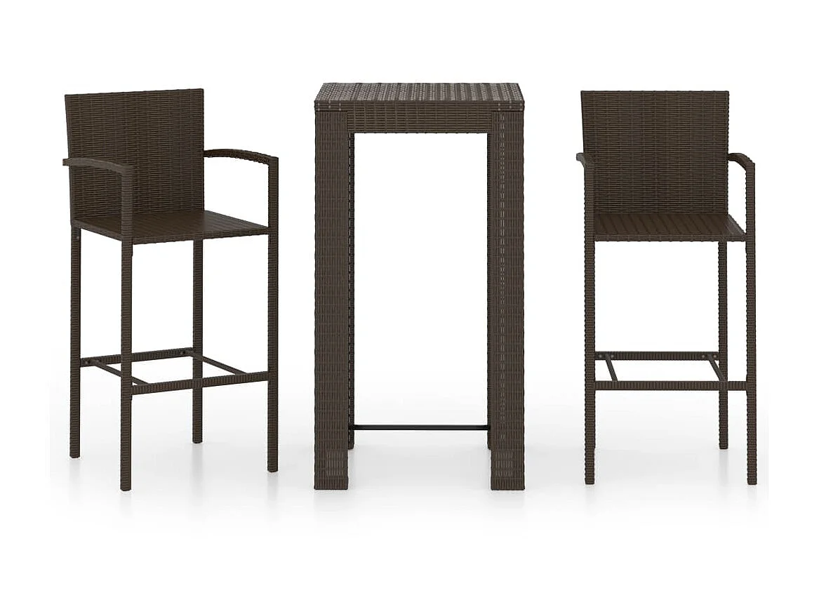 Muebles de bar de jardín 3 pzas ratán PE reposabrazos marrón ES183063